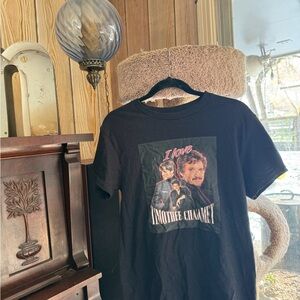 Black Graphic T-Shirt with 'Timothée Chalamet' Print *pedro pascal